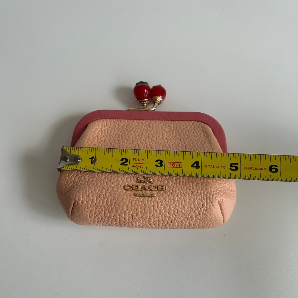 Coach Nora Kisslock Card Case Pink Pebbled Leather Coin Purse C8334 - Picture 5 of 9
